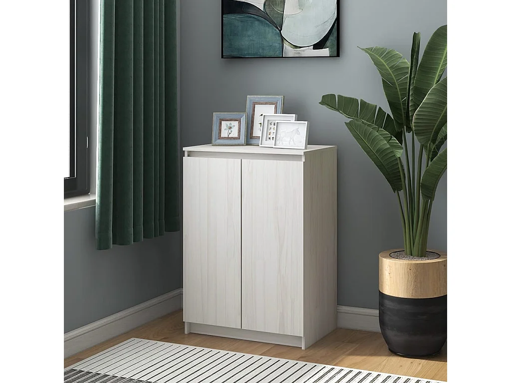 Buffet Blanc 60x36x84 Bois de pin massif