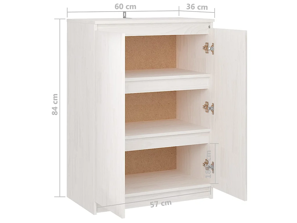Buffet Blanc 60x36x84 Bois de pin massif
