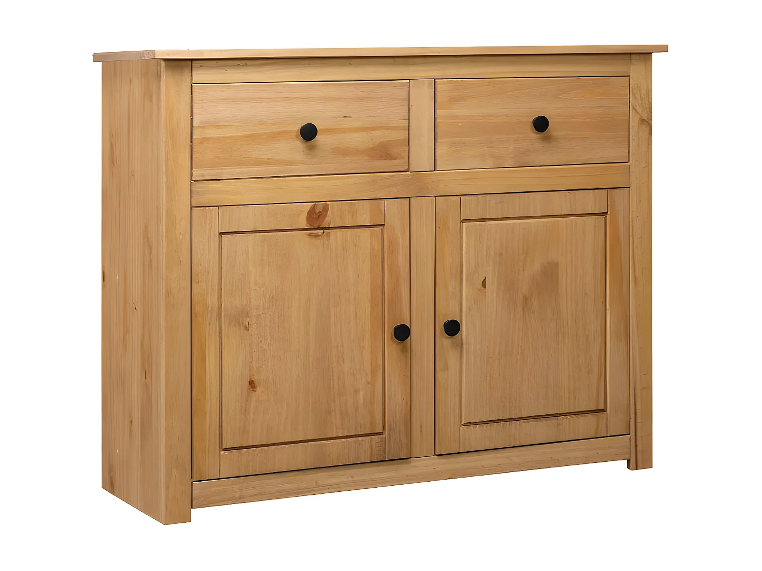 Commode 2 portes 2 tiroirs pin massif clair Iris