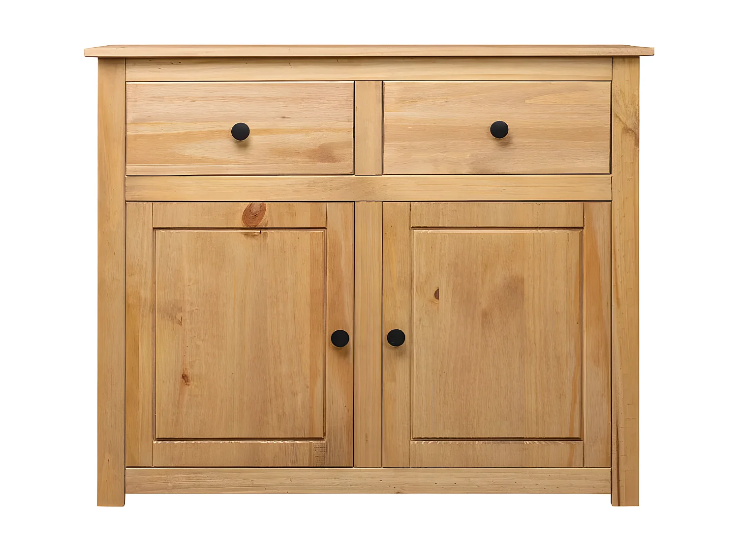 Commode 2 portes 2 tiroirs pin massif clair Iris