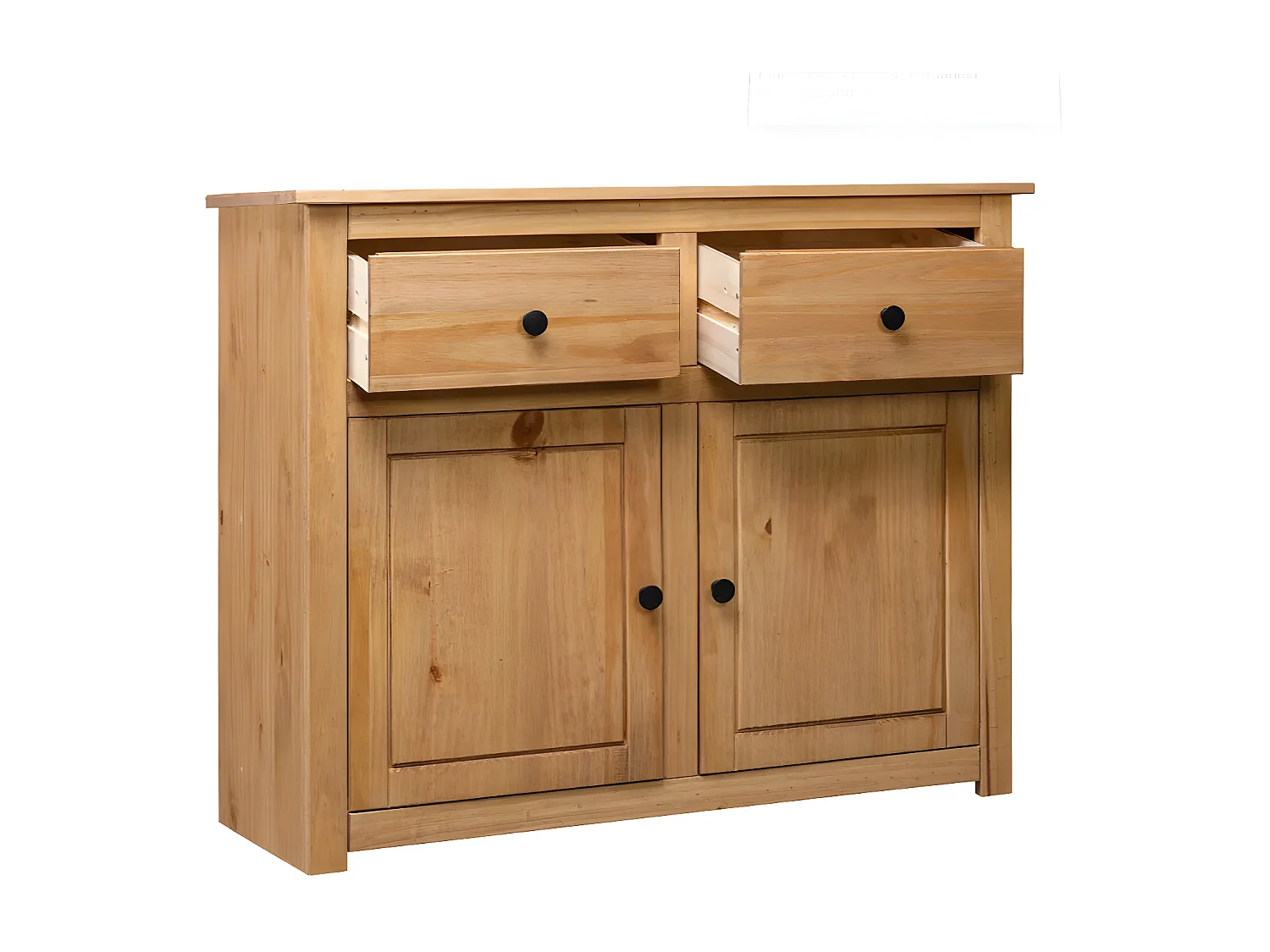 Commode 2 portes 2 tiroirs pin massif clair Iris