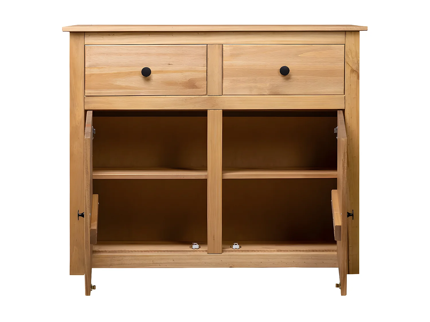 Commode 2 portes 2 tiroirs pin massif clair Iris