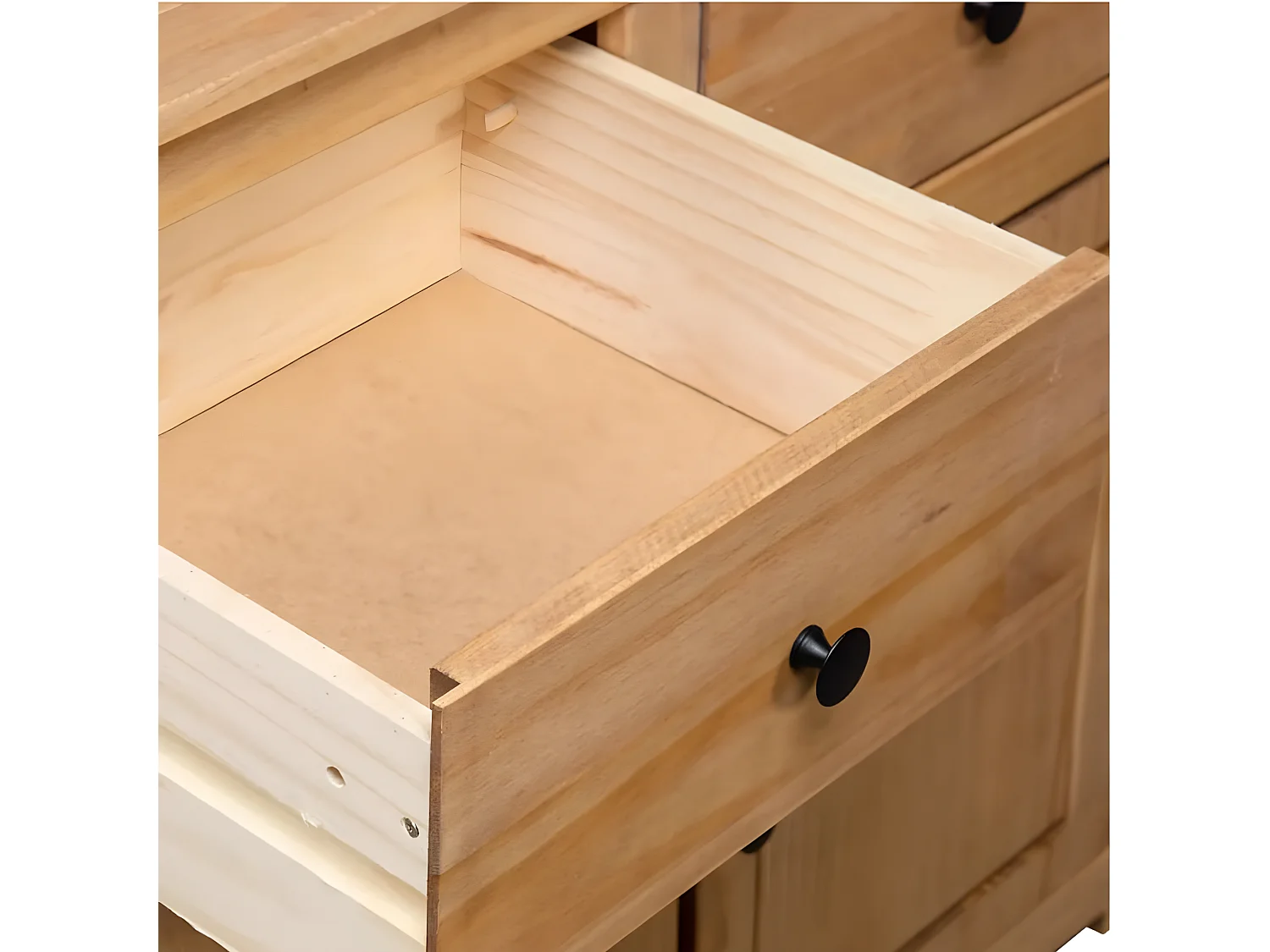 Commode 2 portes 2 tiroirs pin massif clair Iris