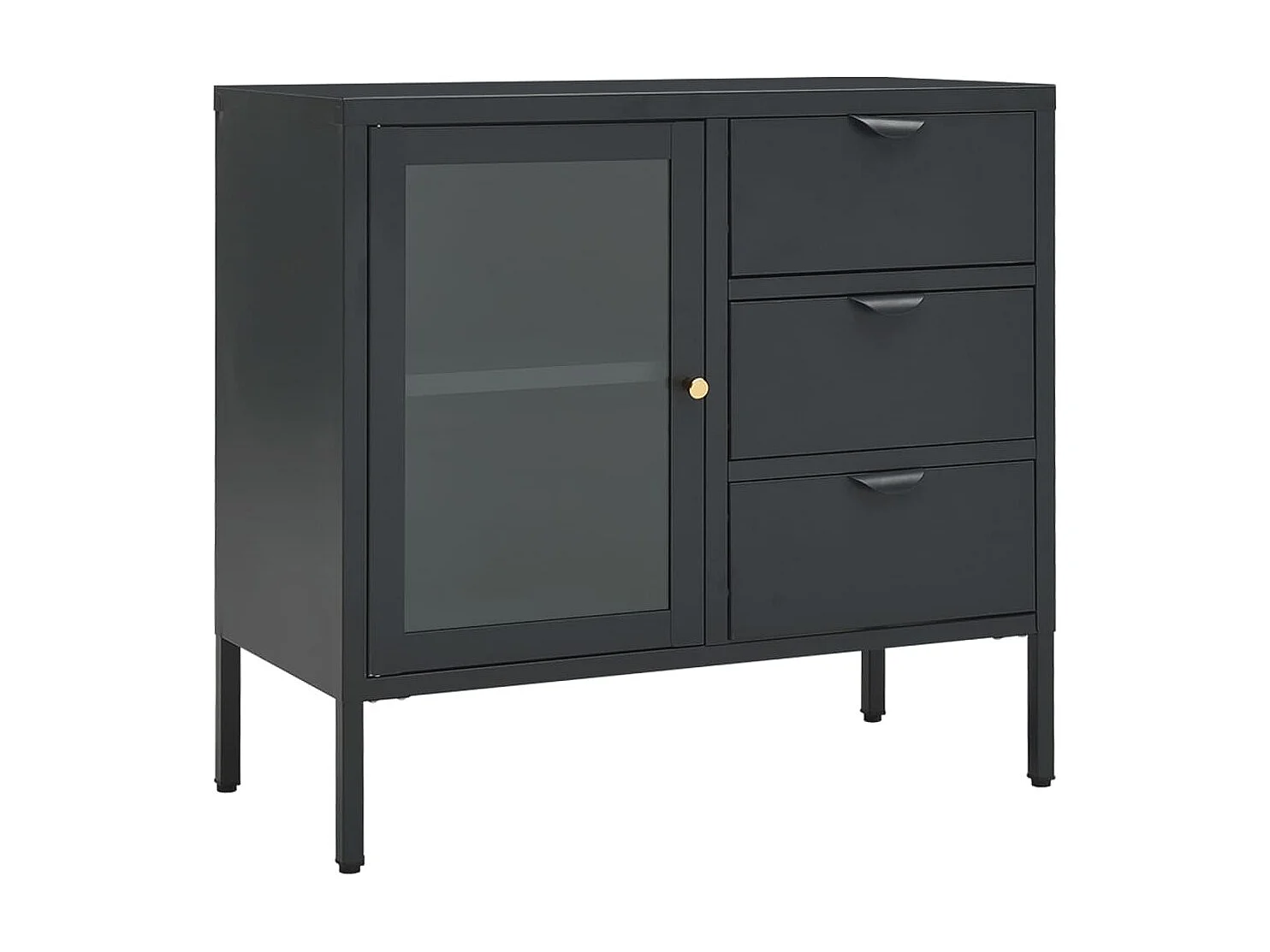 Buffet Anthracite 75x35x70 Acier et verre trempé