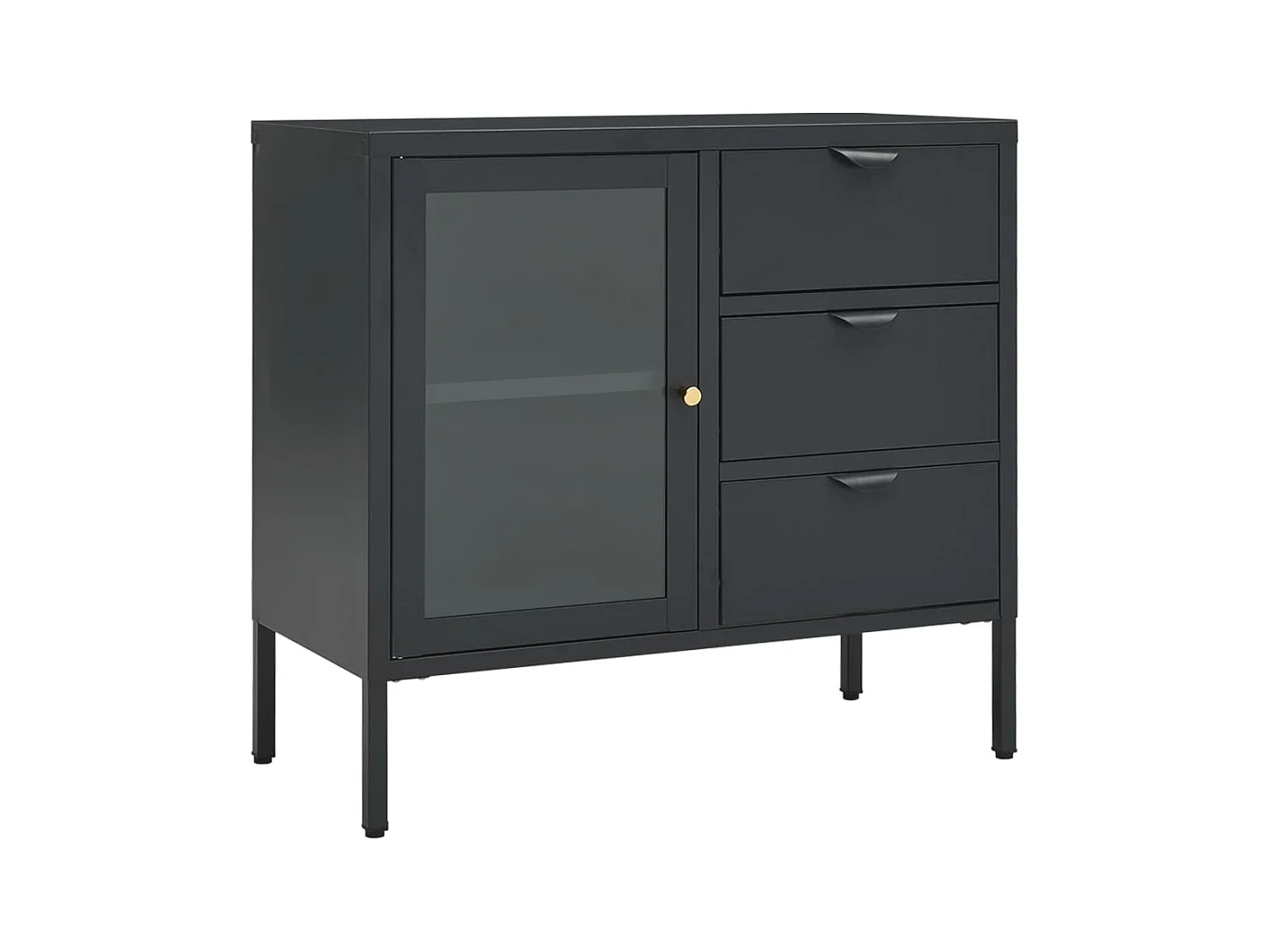 Buffet Anthracite 75x35x70 Acier et verre trempé