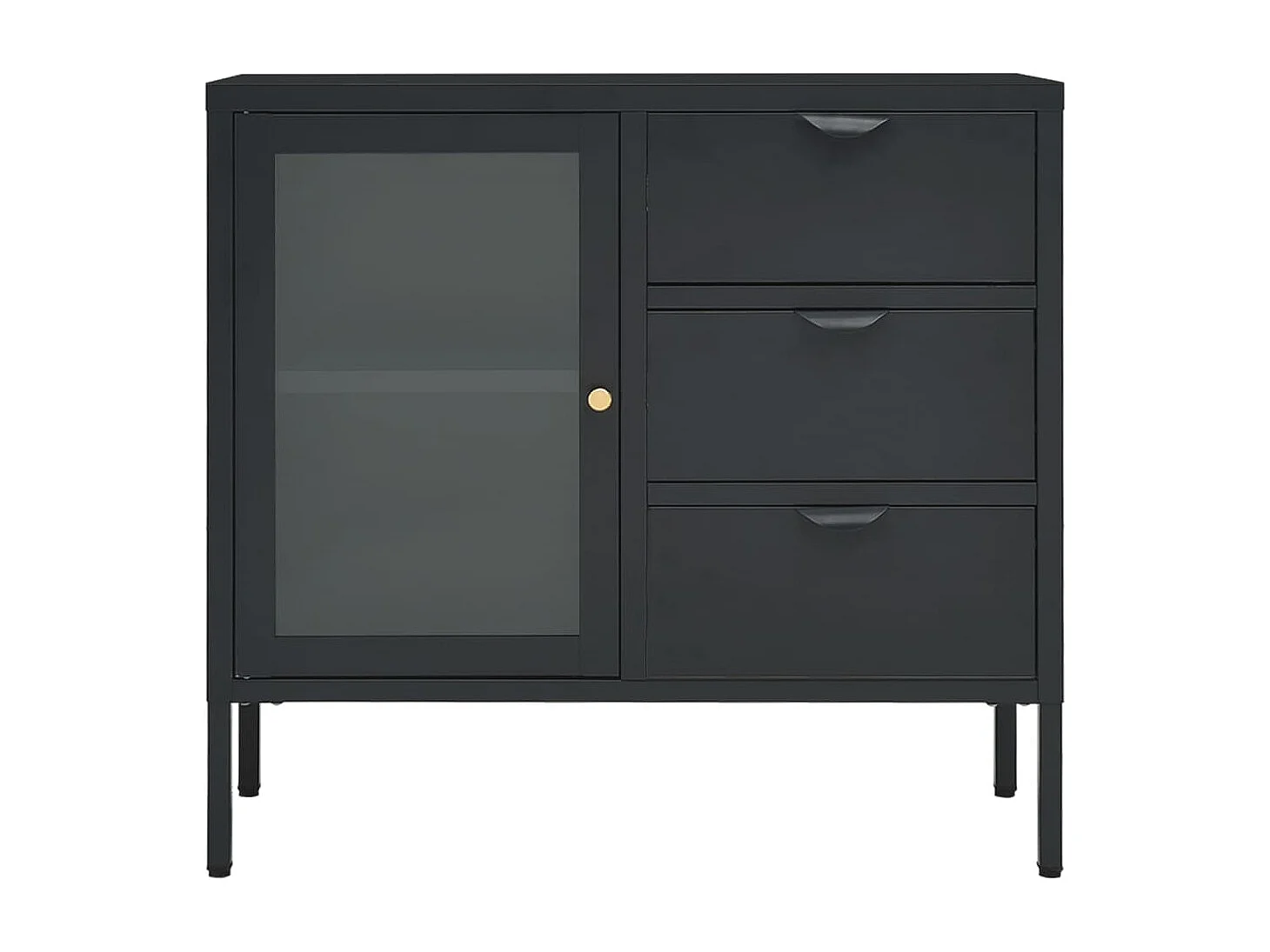 Buffet Anthracite 75x35x70 Acier et verre trempé