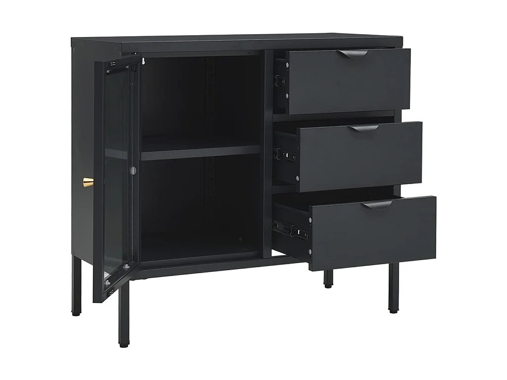 Buffet Anthracite 75x35x70 Acier et verre trempé