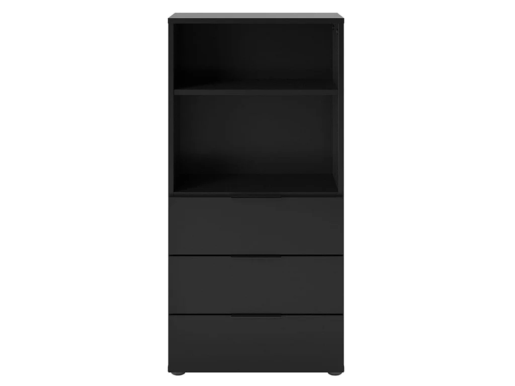 FMD Commode avec 3 tiroirs et étagère ouverte Noir
