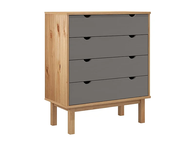 Commode OTTA Marron et gris 76,5x39,5x90 Bois de pin massif