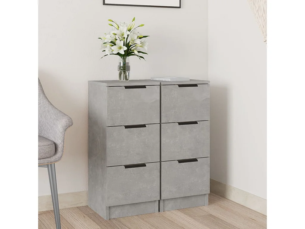 Buffets 2 pcs Gris béton 30x30x70 Bois d'ingénierie