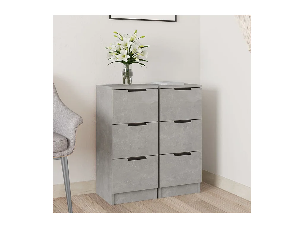 Buffets 2 pcs Gris béton 30x30x70 Bois d'ingénierie
