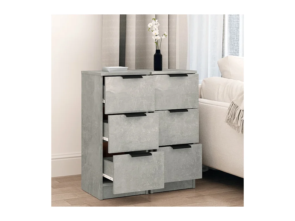 Buffets 2 pcs Gris béton 30x30x70 Bois d'ingénierie