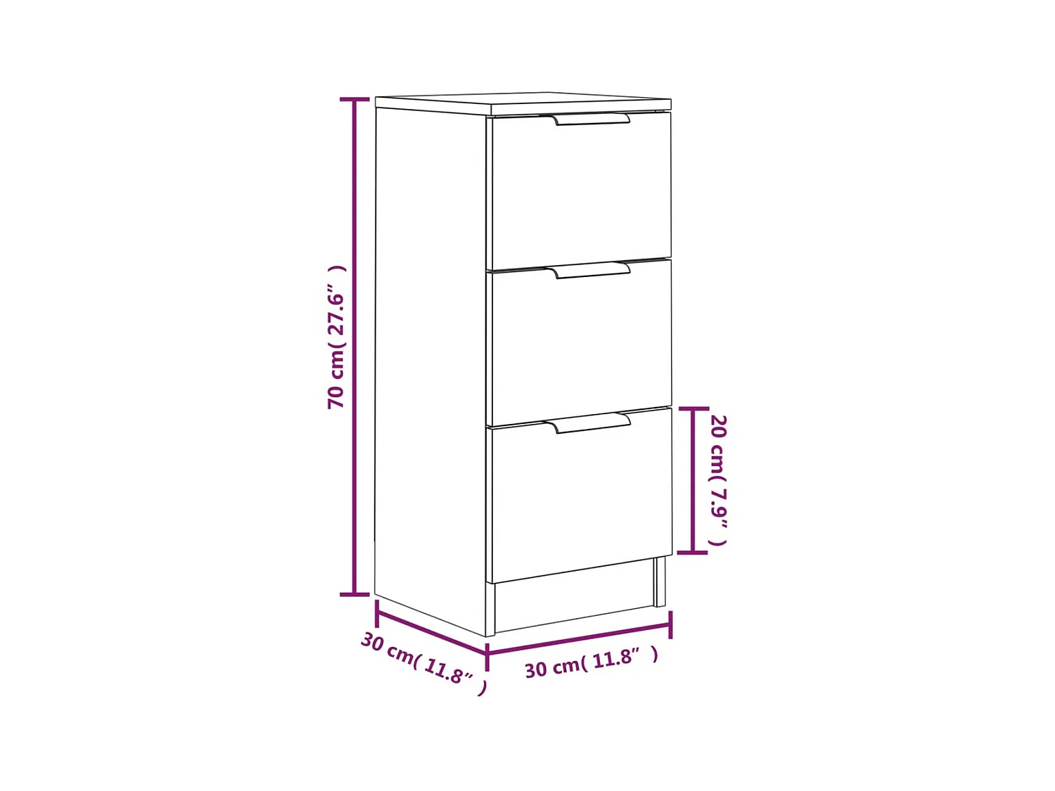 Buffets 2 pcs Gris béton 30x30x70 Bois d'ingénierie
