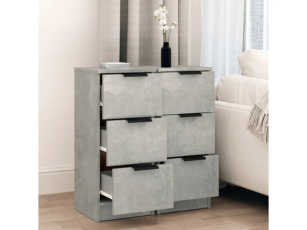 Buffets 2 pcs Gris béton 30x30x70 Bois d'ingénierie