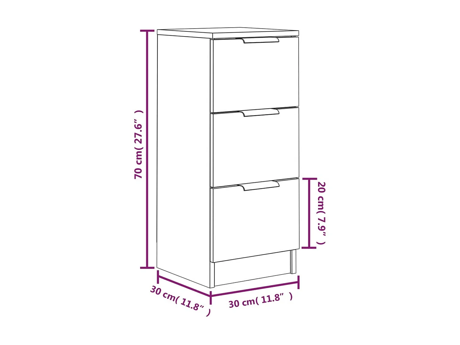 Buffets 2 pcs Gris béton 30x30x70 Bois d'ingénierie