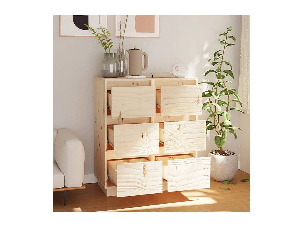 Commode 2 pcs 32x34x75 Bois massif de pin