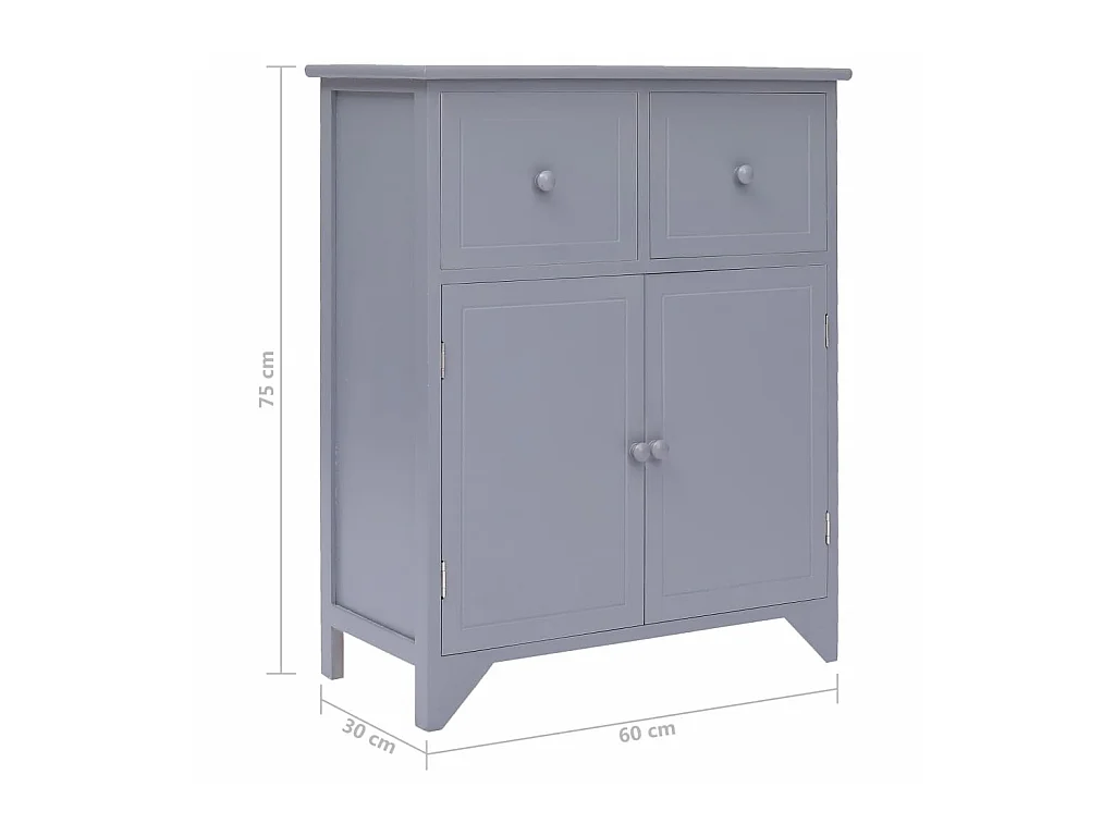 Armoire latérale Gris 60x30x75 Bois de Paulownia