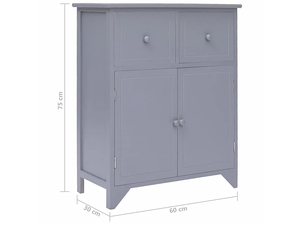 Armoire latérale Gris 60x30x75 Bois de Paulownia