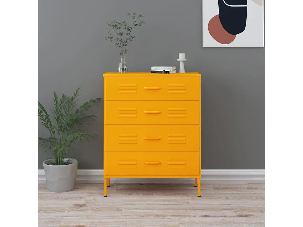Commode Jaune moutarde 80x35x101,5 Acier
