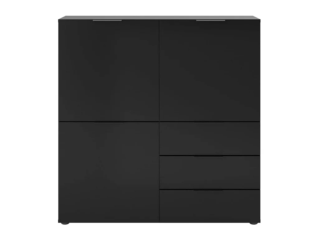 FMD Commode avec 3 portes et 3 tiroirs Noir