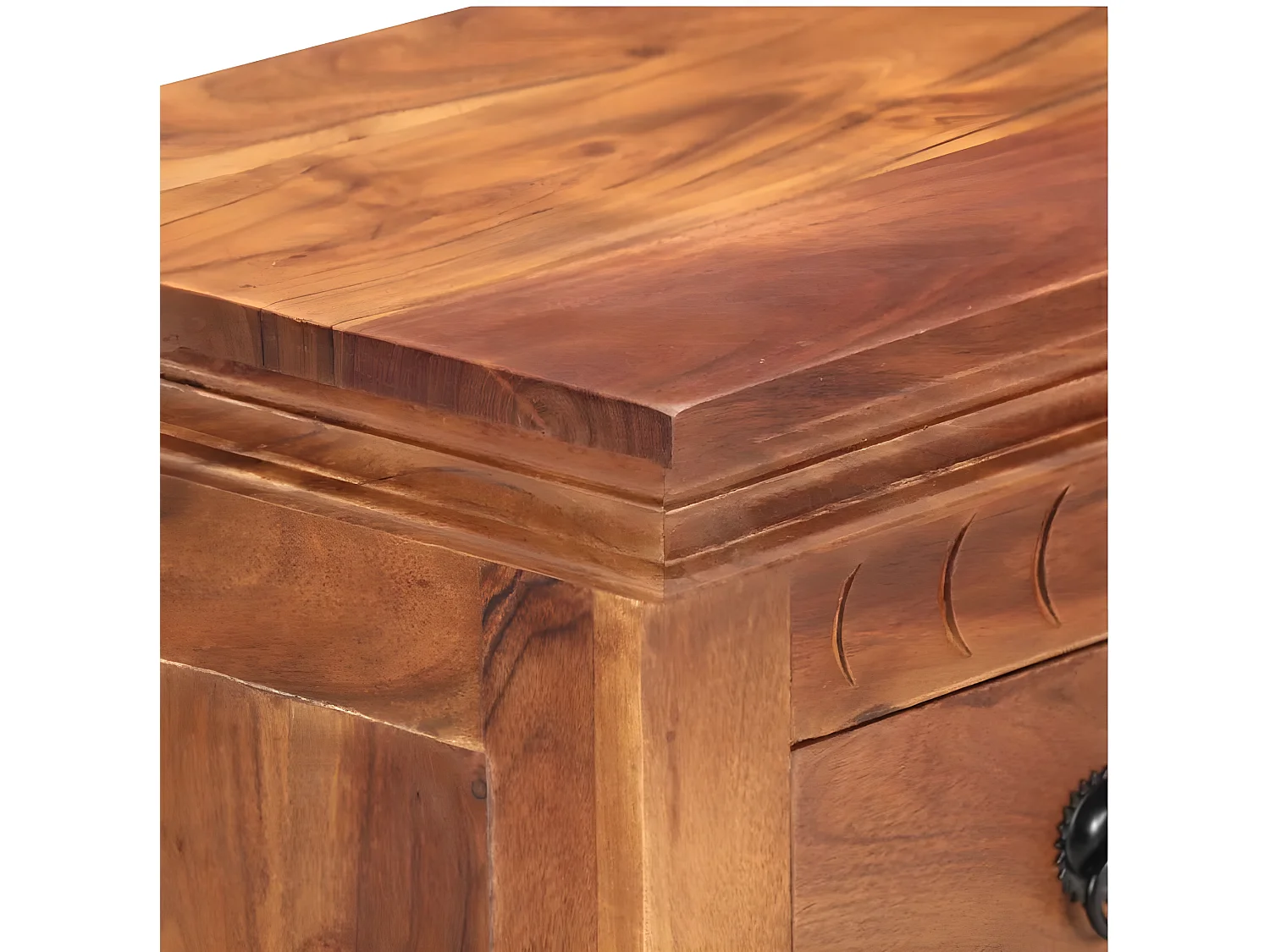 Commode 2 portes 4 tiroirs acacia massif foncé Sokina