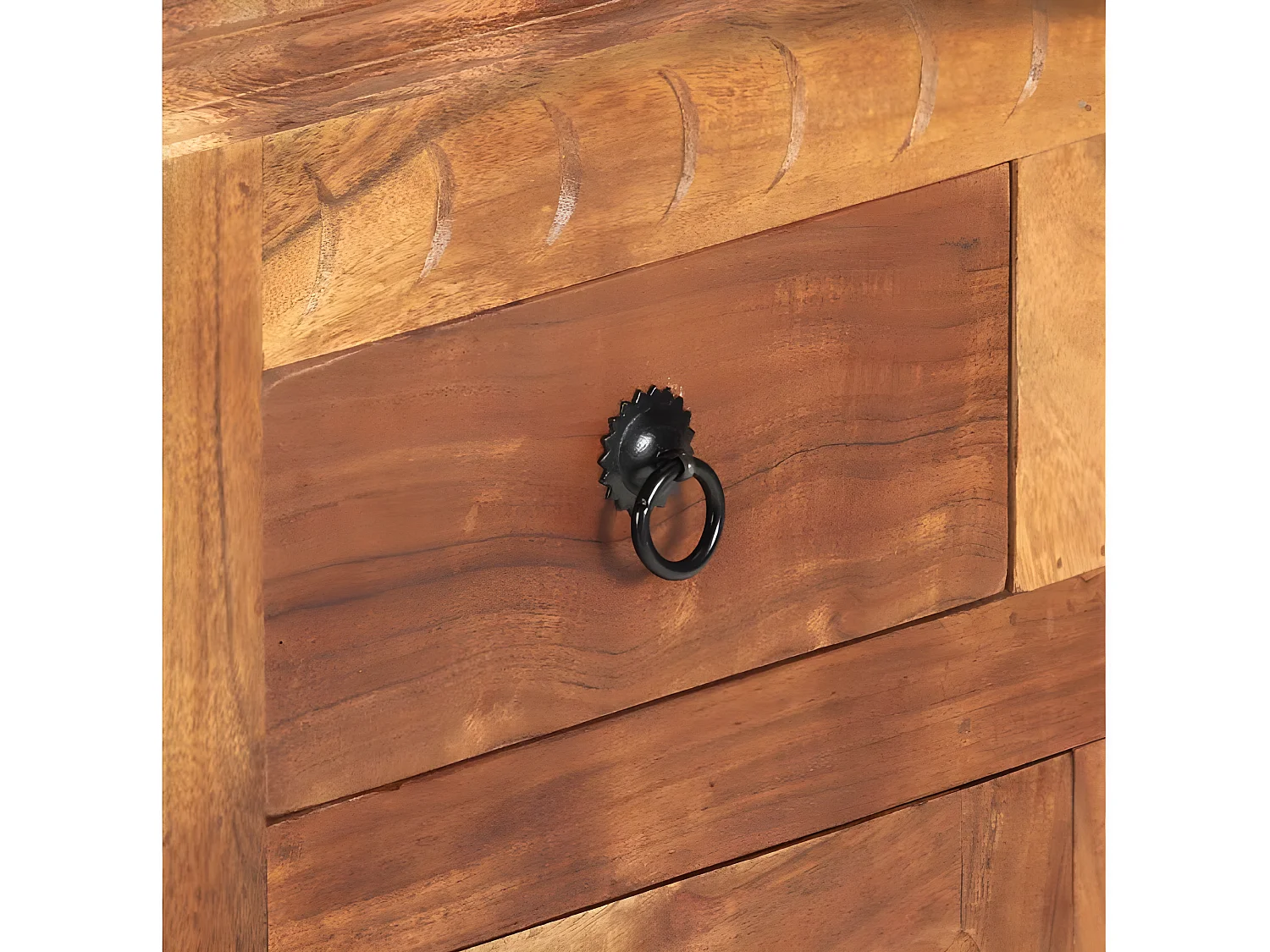 Commode 2 portes 4 tiroirs acacia massif foncé Sokina