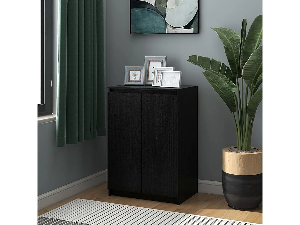 Buffet Noir 60x36x84 Bois de pin massif