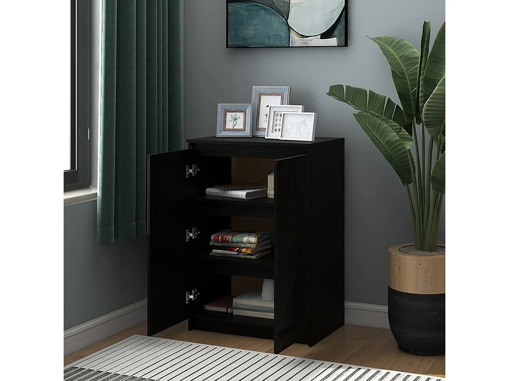 Buffet Noir 60x36x84 Bois de pin massif