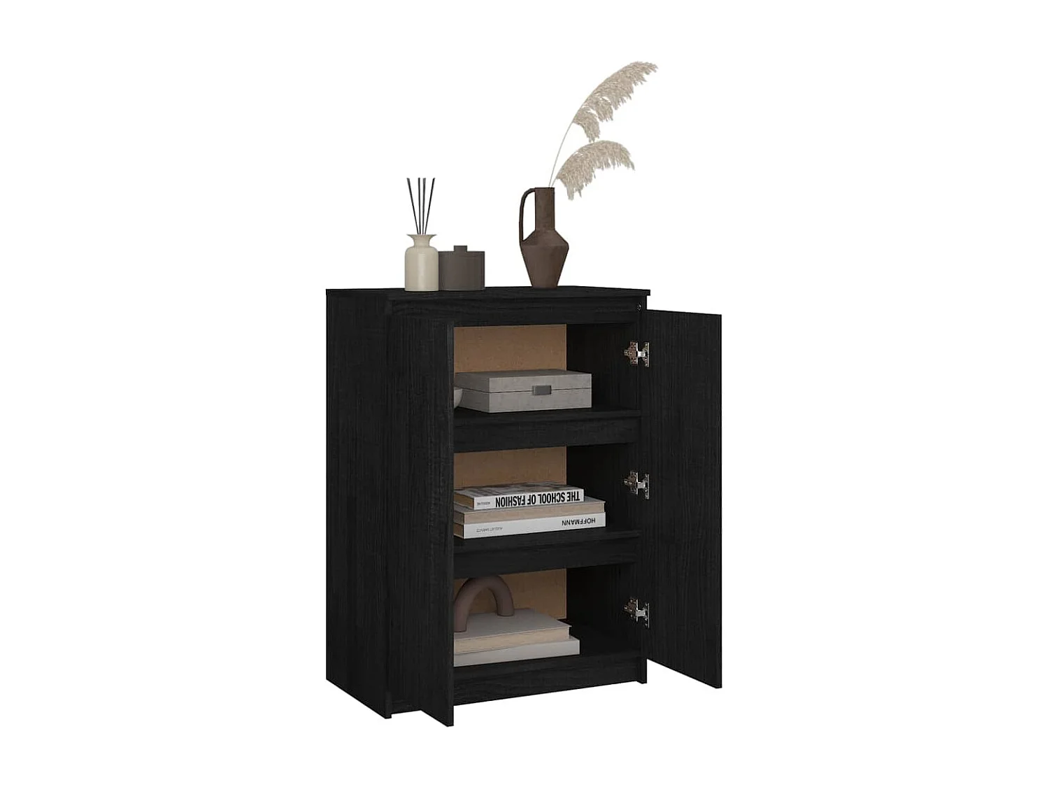 Buffet Noir 60x36x84 Bois de pin massif