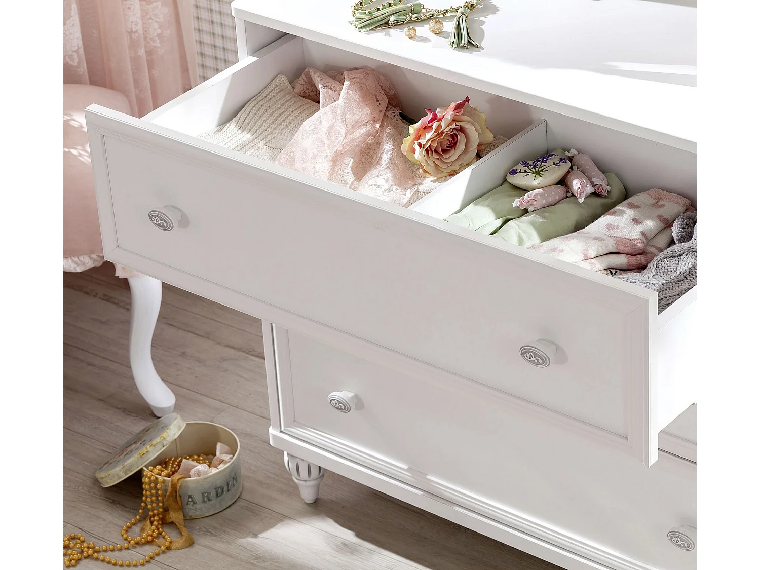 Commode enfant blanche 3 tiroirs Romantika 90cm