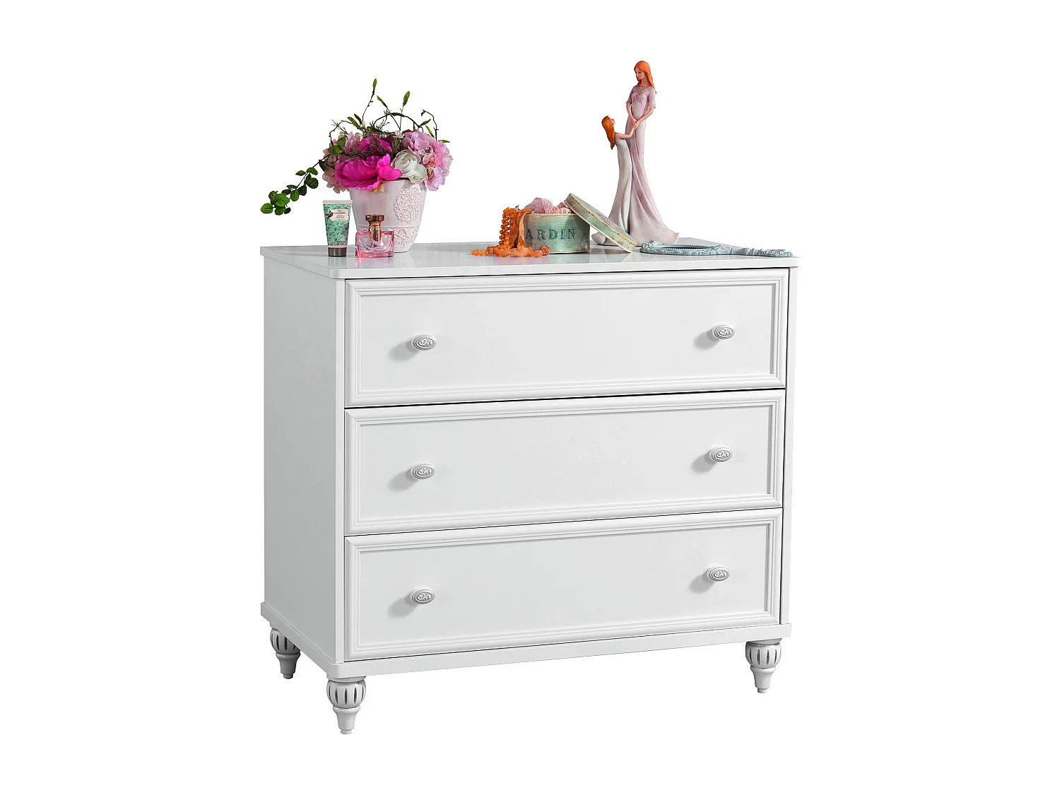 Commode enfant blanche 3 tiroirs Romantika 90cm