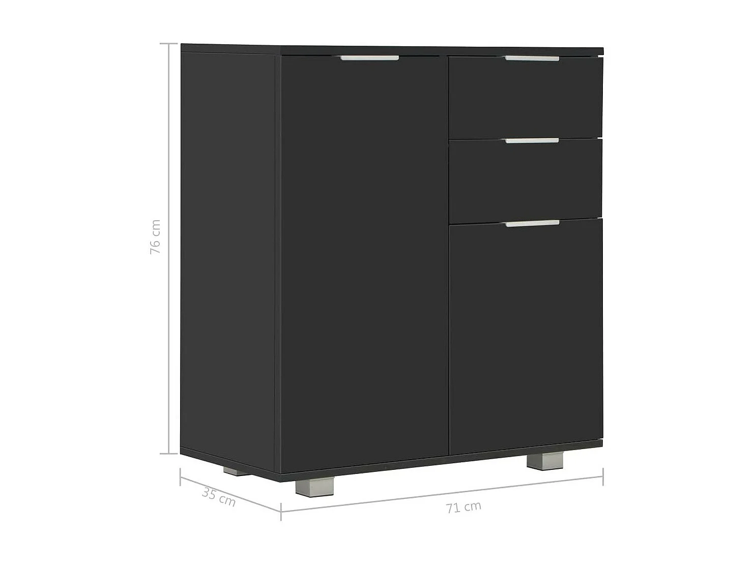Buffet Noir brillant 71 x 35x76
