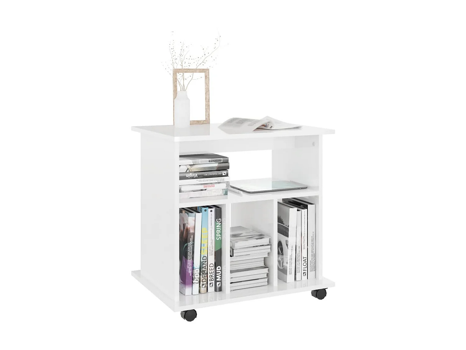 Armoire à roulettes Blanc brillant 60x45x60