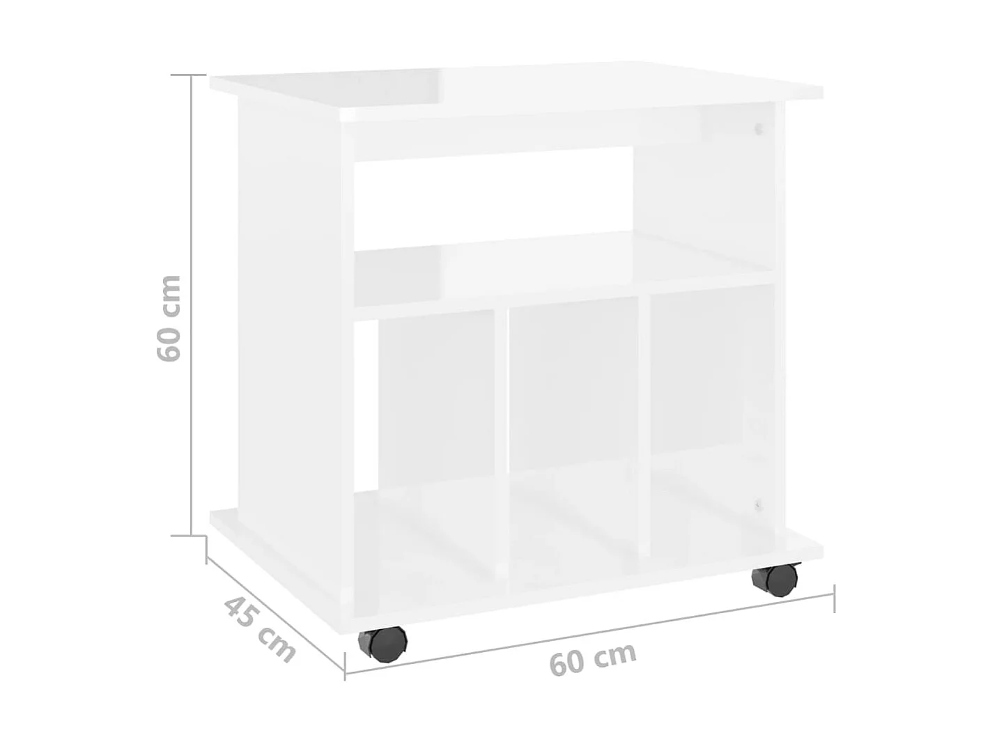 Armoire à roulettes Blanc brillant 60x45x60