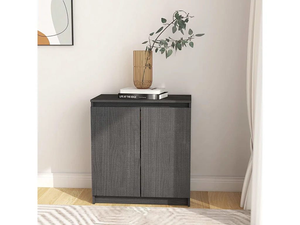 Armoire latérale Gris 60x36x65 Bois de pin massif