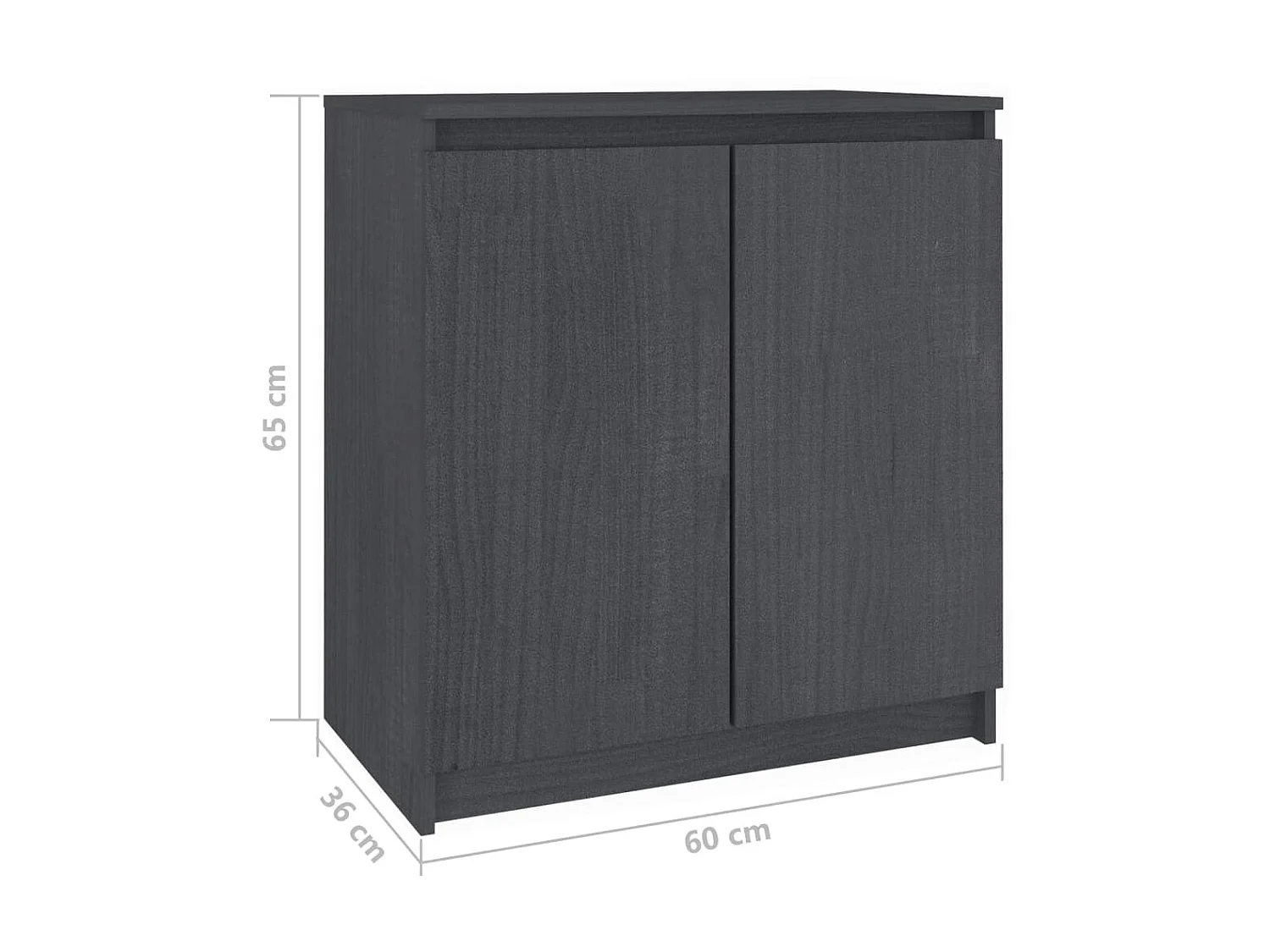 Armoire latérale Gris 60x36x65 Bois de pin massif