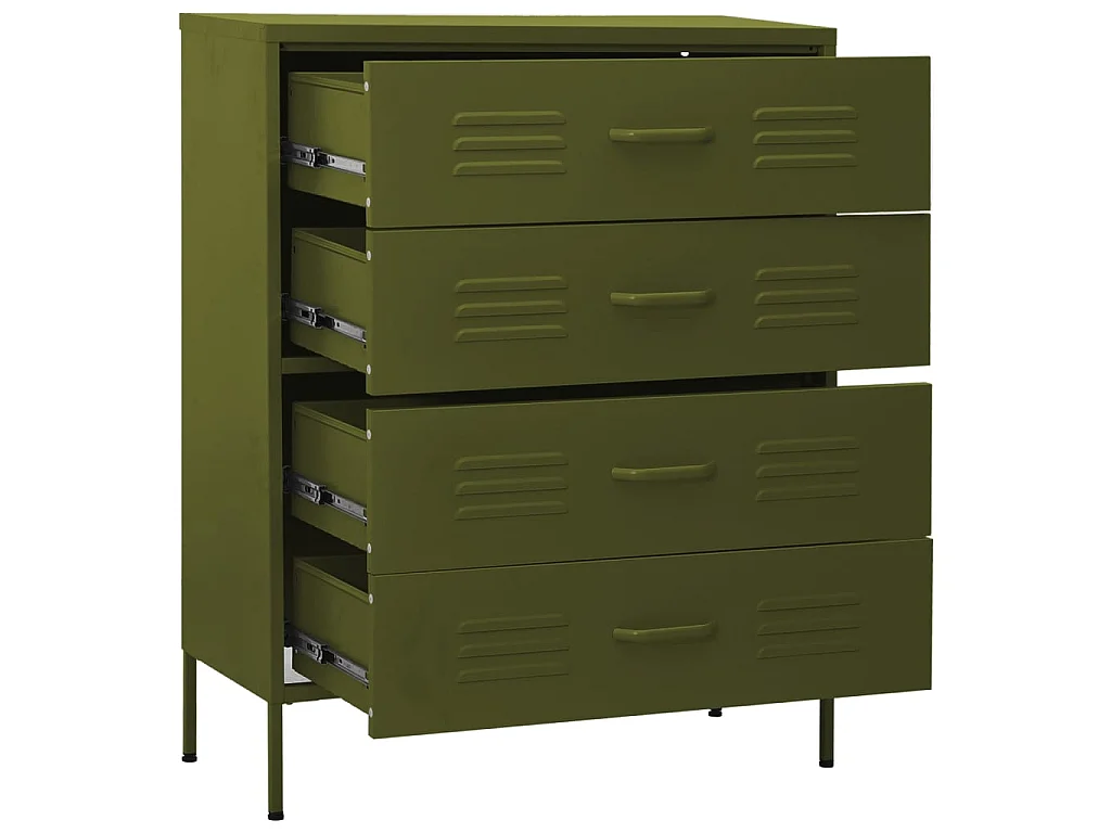 Commode Vert olive 80x35x101,5 Acier