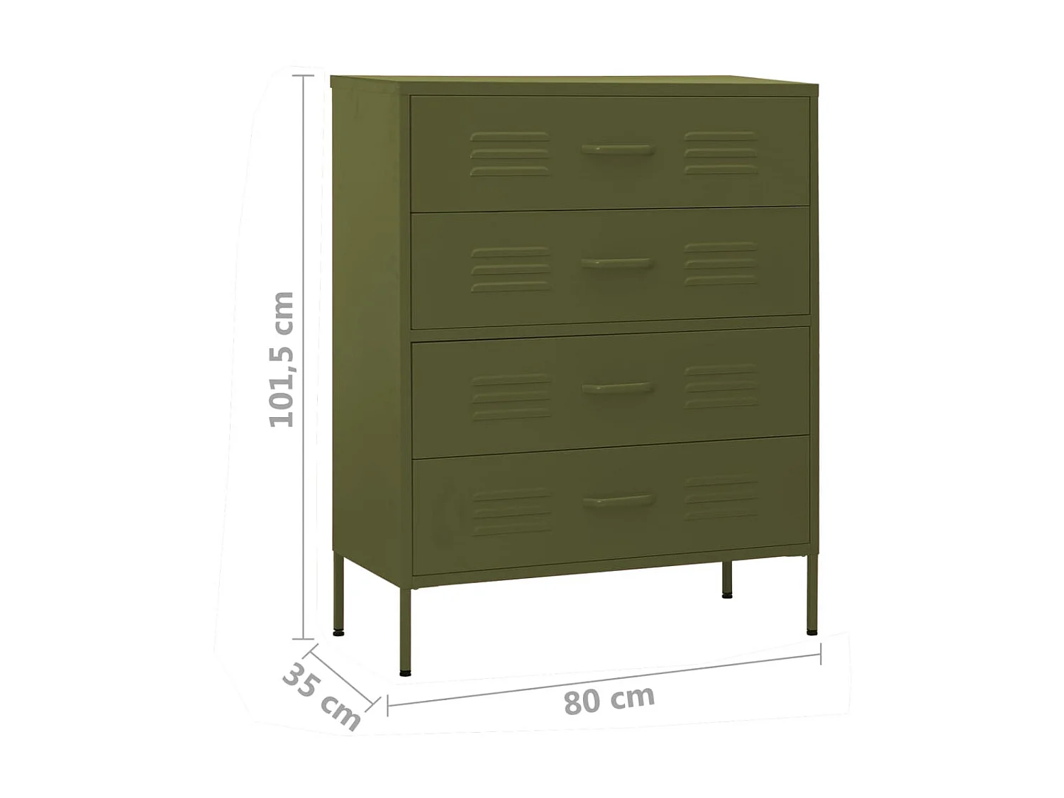 Commode Vert olive 80x35x101,5 Acier