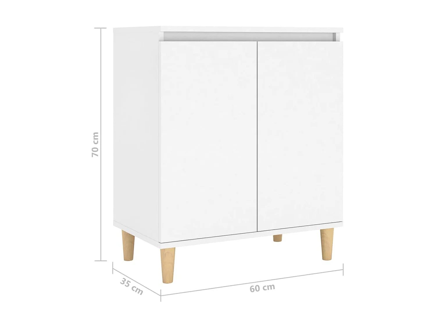 Buffet avec pieds en bois massif Blanc 60x35x70