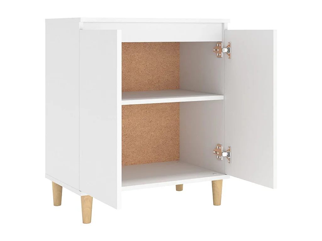 Buffet avec pieds en bois massif Blanc 60x35x70