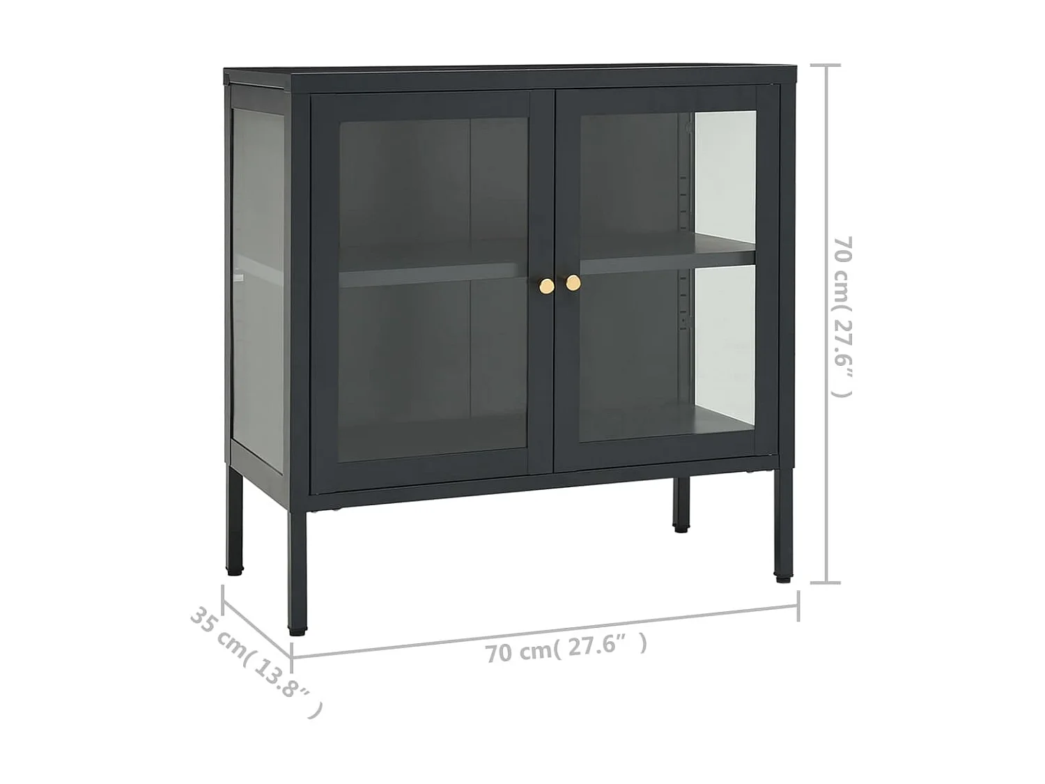 Buffet Anthracite 70x35x70 Acier et verre