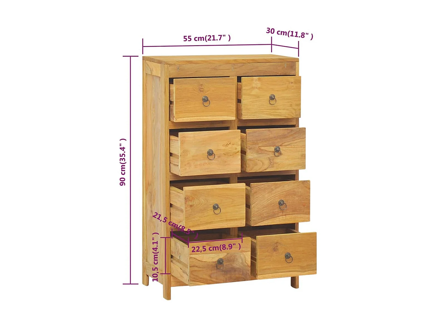 Commode 55x30x90 Bois massif de teck