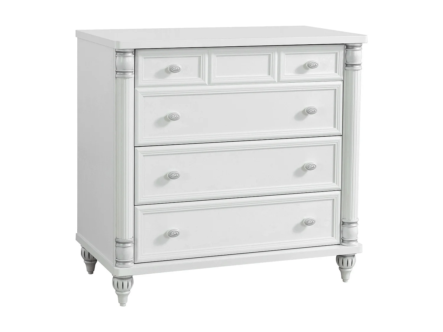 Commode enfant blanche 4 tiroirs Romantika 90cm