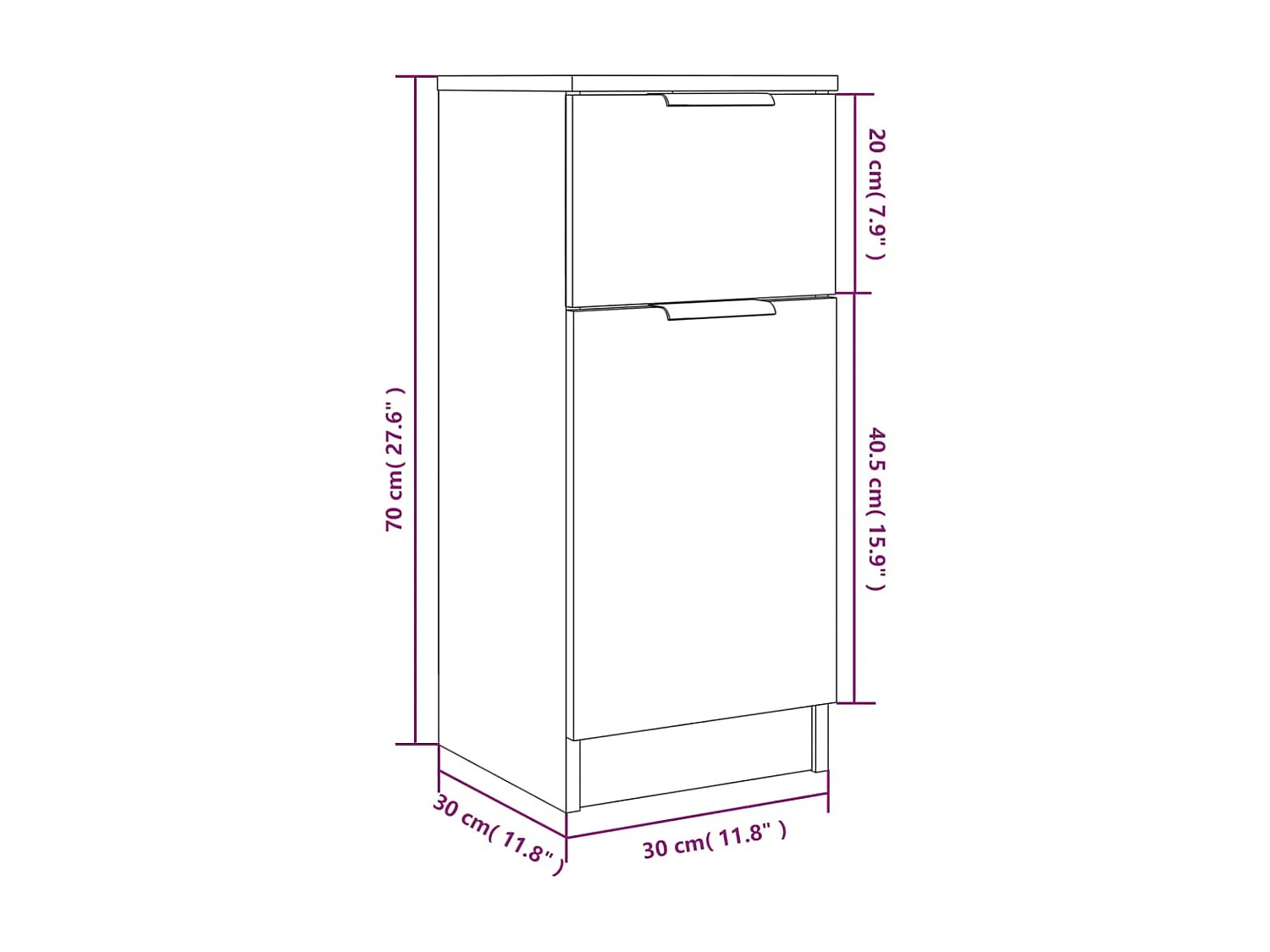 Buffets 2 pcs Blanc 30x30x70 Bois d'ingénierie