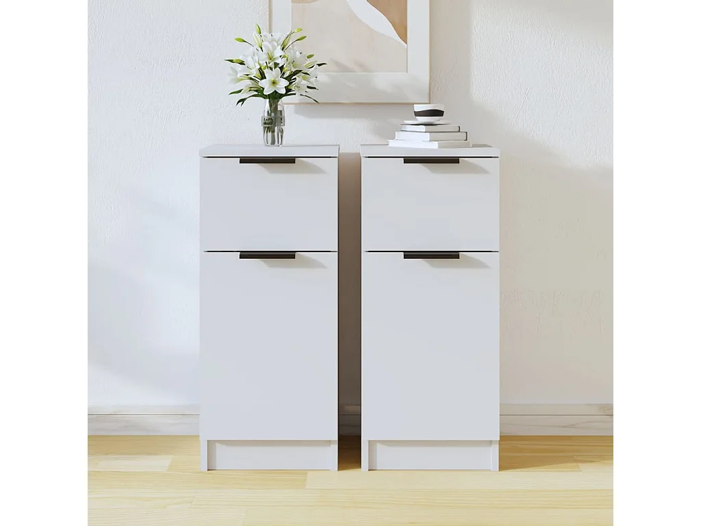Buffets 2 pcs Blanc 30x30x70 Bois d'ingénierie