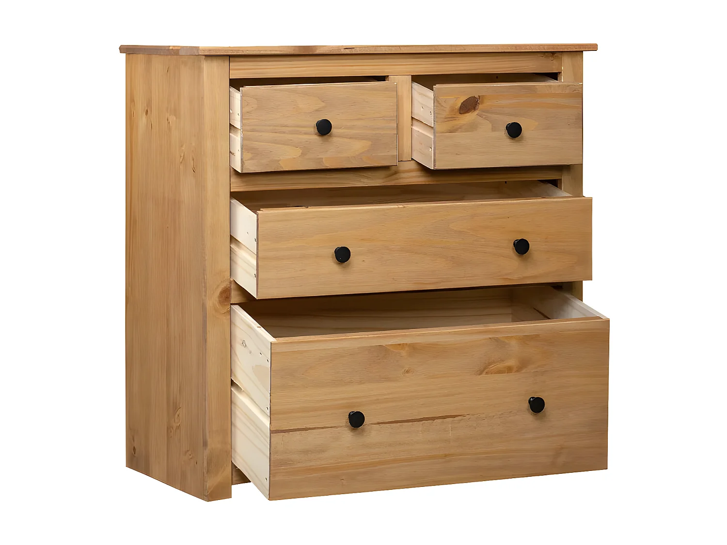 Commode 4 tiroirs pin massif clair Iris