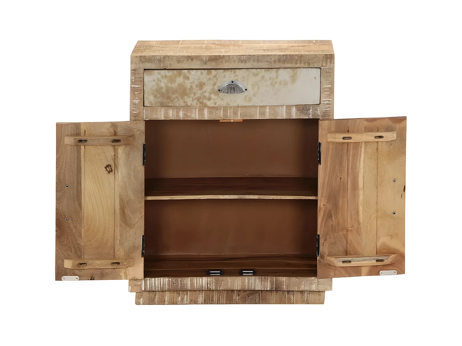 Commode 2 portes 1 tiroir manguier massif clair Grey