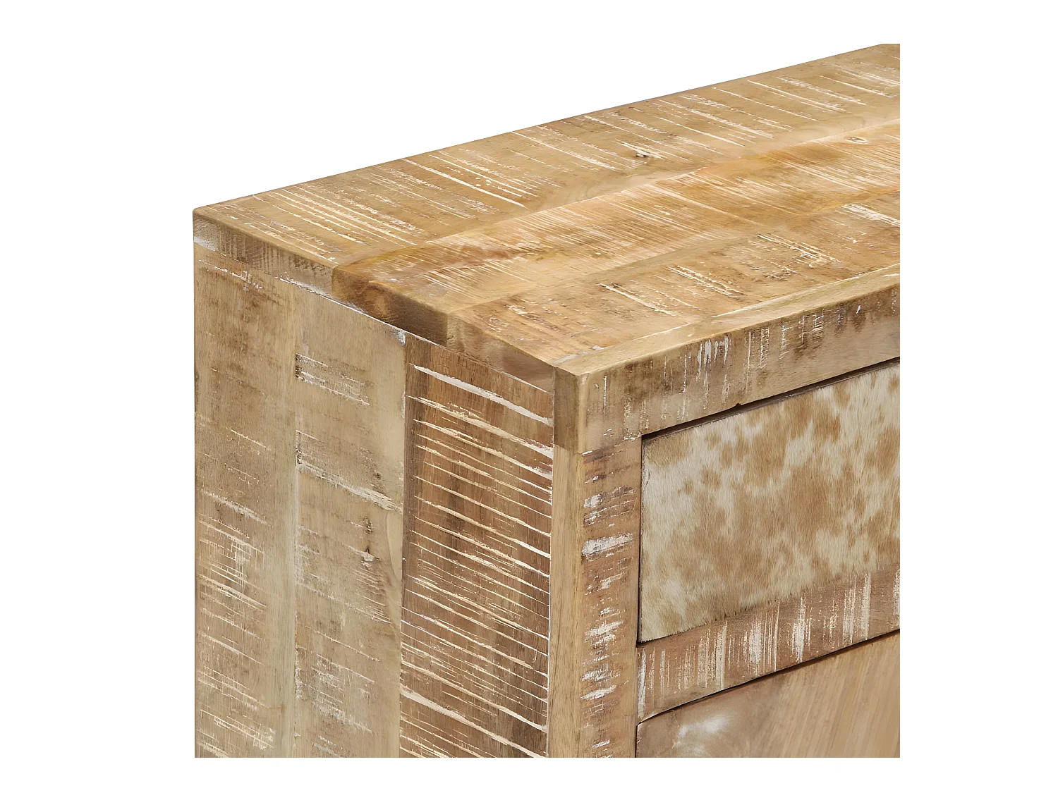 Commode 2 portes 1 tiroir manguier massif clair Grey