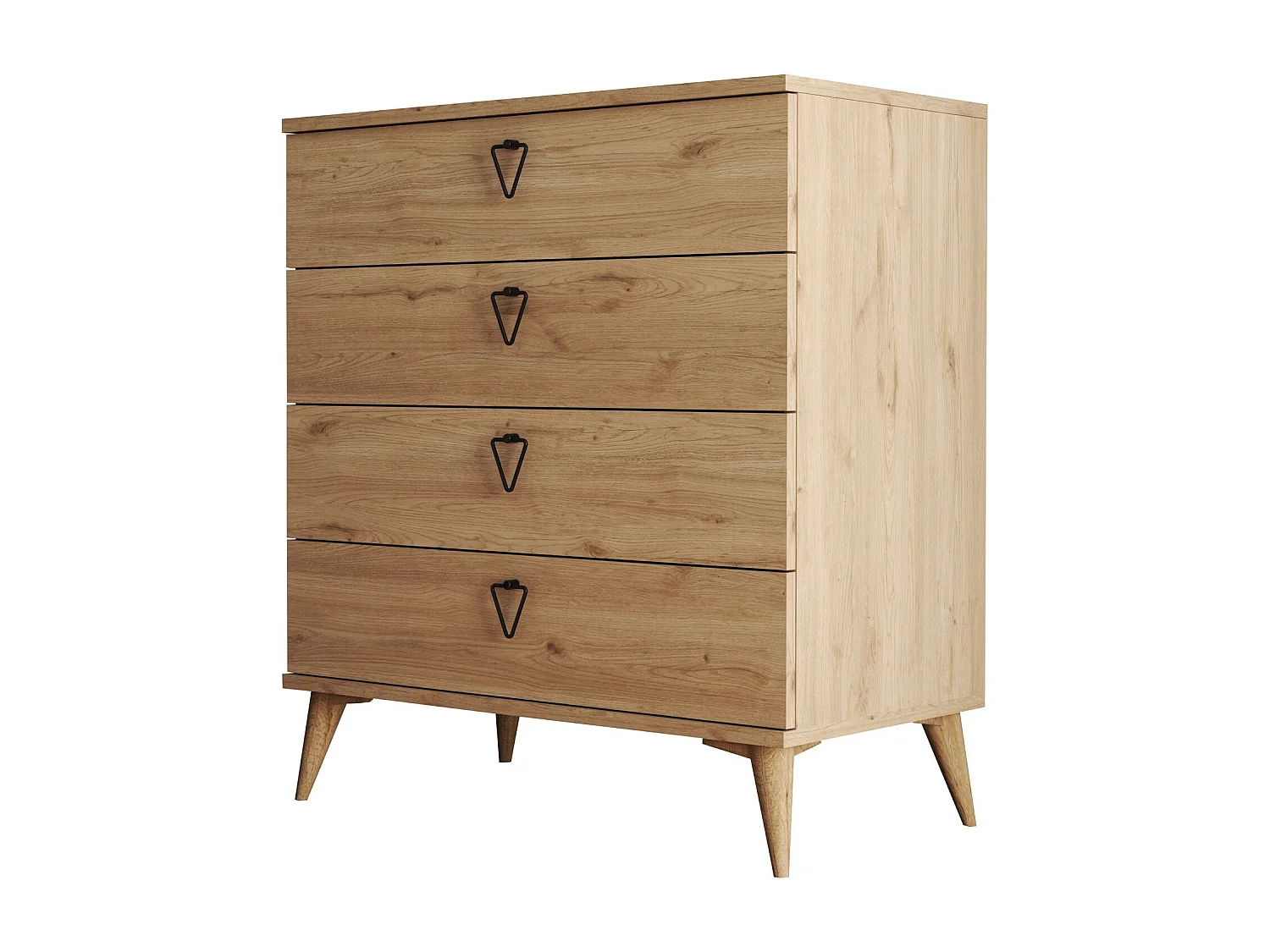 Commode 4 tiroirs bois naturel Vera 80cm