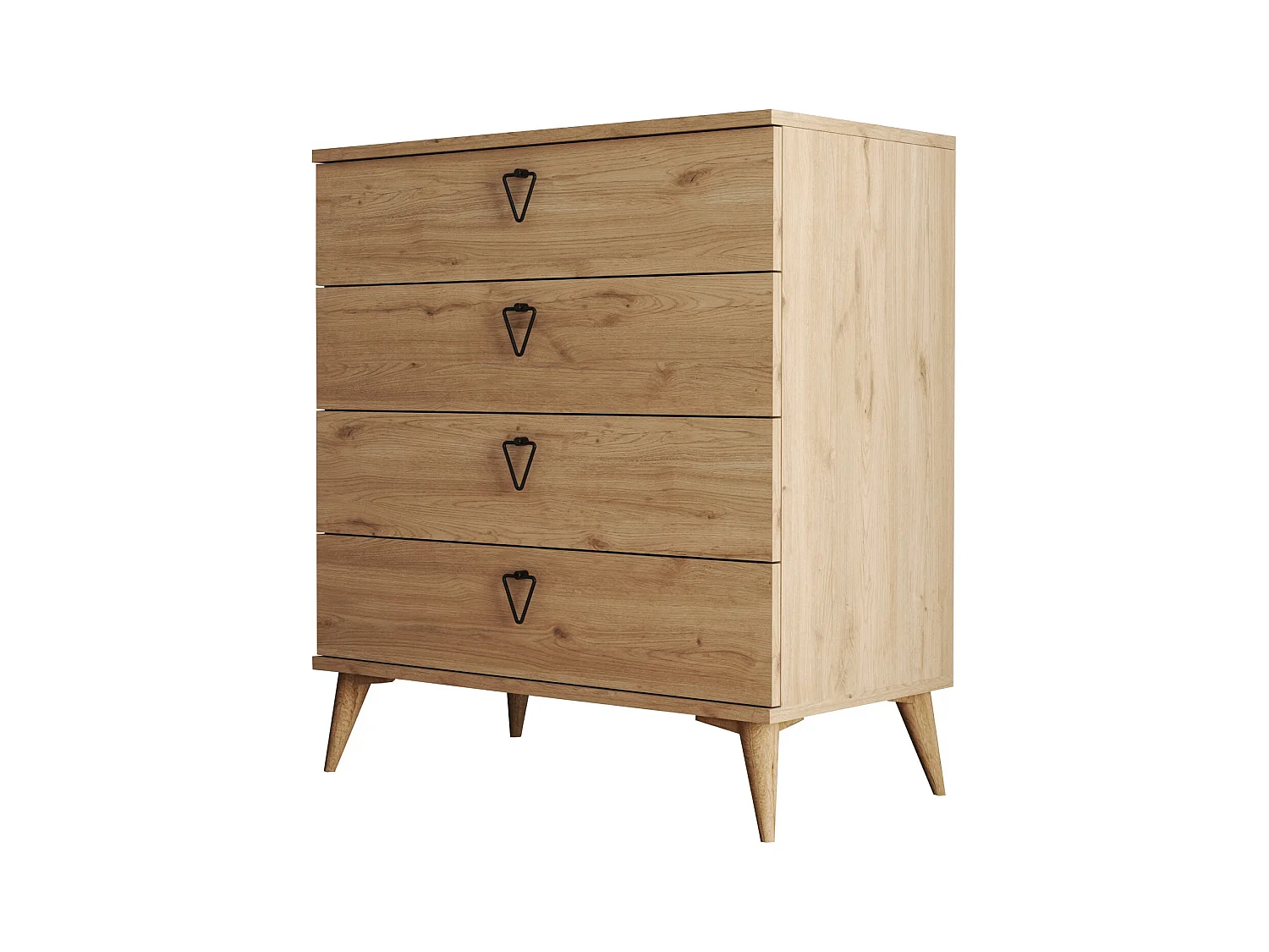 Vera 80 cm naturel houten ladekast met 4 lades